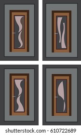 Set of Interior door isolated on gray background