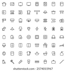 Set of interior icons isolated on white background. Home equipments symbol modern, simple, vector, icon for website design, mobile app, ui. Vector Illustration