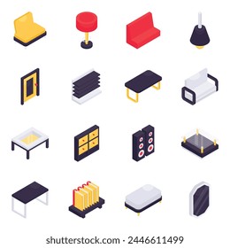 Set of Interior Isometric Icons

