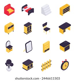 Set of Interior Isometric Icons

