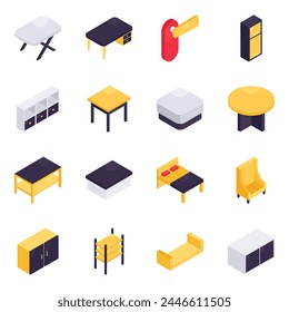 Set of Interior Isometric Icons

