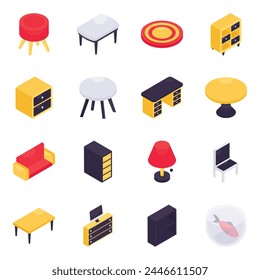 Set of Interior Isometric Icons


