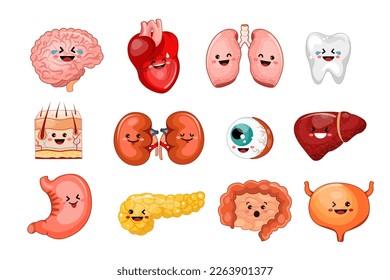 
Set internal organs emotions. Isolate on white background, illustration for children. Vector illustration.