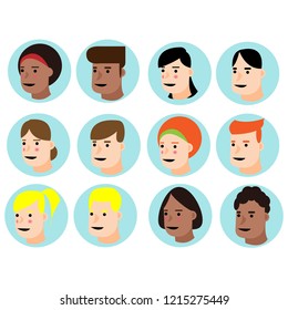 set of international avatars vector for web