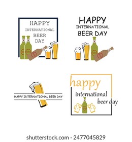 set of International Beer Day. international beer day celebration. August 4. international beer day background. vector illustration. greeting card, poster