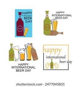 set of International Beer Day. international beer day celebration. August 4. international beer day background. vector illustration. greeting card, poster