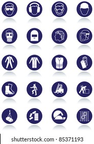 Set of international communication signs for workplaces. All vector objects and details are isolated and grouped. Colors, reflection and transparent background color are easy to remove or customize.