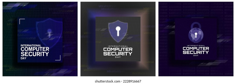 Set of International Computer Security Day Posters. Cyber Security concept .Vector Illustration. EPS 10.