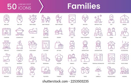 Set of international day of families icons. Gradient style icon bundle. Vector Illustration