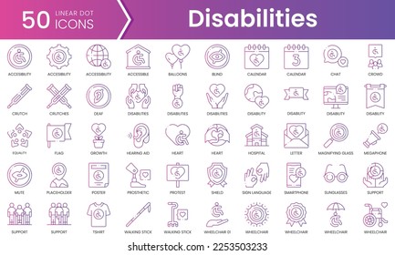 Set of international day of persons with disabilities icons. Gradient style icon bundle. Vector Illustration