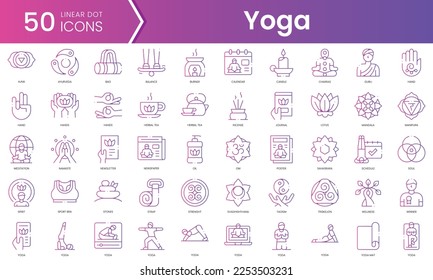Set of international day of yoga icons. Gradient style icon bundle. Vector Illustration