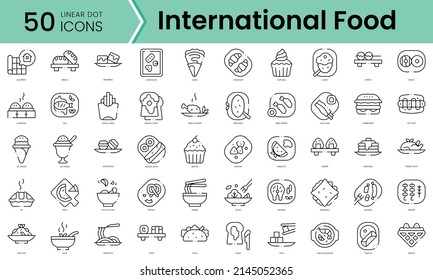 Set of international food icons. Line art style icons bundle. vector illustration