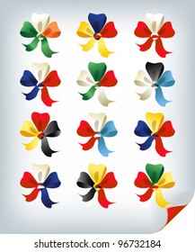 Set of international multicolored bows, flag colors.