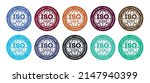 Set of International Organization for Standardization stamp: 3166, 13485, 31000, 26000, 27001, 22000, 45001, 50001, 9001, 14001. Set of popular standards ISO.