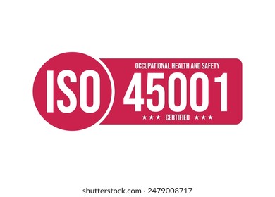Set of International Organization for Standardization stamp:45001 Occupational Health and safety certificate popular standards ISO.