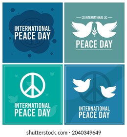 Set of International Peace Day poster. Flat design vector illustration.