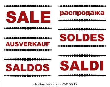 Set of international sale signs