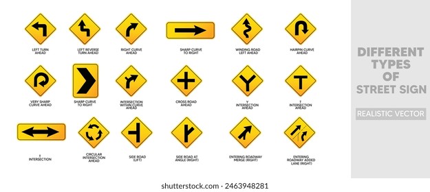 set of international Street sign on white isolated vector