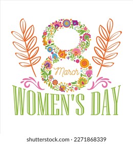 Set of International Women's Day concept with happy multinational diverse women celebrate womens day. Struggling for freedom, independence, equality. Flat style vector illustration