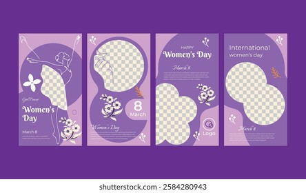 Set of International women's day. Instagram, stories, streaming.