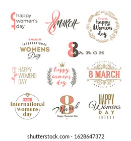 Set of International women's day logo, emblems or signs. Vector illustration.