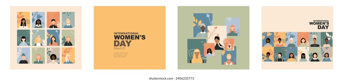 Set for International Women's Day. Modern colour design.