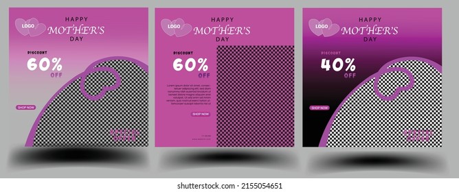 Set Of International Women's Day Social Media Post Design With Three Women's Outline Illustration. Break The Bias Hashtag Campaign.