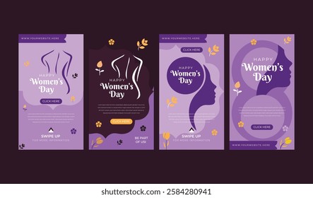 Set of International women's day. Usable social media post, International women's day. Instagram stories, Template design