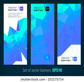Set of internet  banners with polygonal abstract background for your design. Vector illustration.