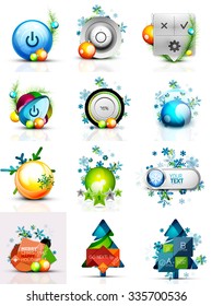 Juego de botones de Internet, concepto de Navidad. Ilustración del vector