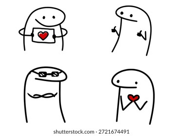 Satz von Internet lustige Figuren, Valentinstag Thema. Vektor getrennt