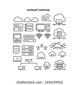 Set of Internet Hosting Icon. Cloud Hosting Icon Illustration Template For Web and Mobile