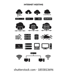 Set of Internet Hosting Icon, Cloud Hosting Sign/symbol Vector