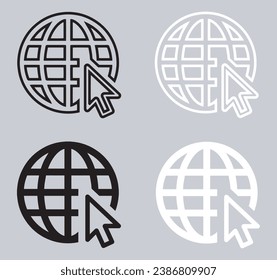 Set of Internet icon. Website icon sign symbol in trendy flat style. Go to web vector icon illustration isolated on gray background