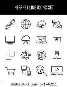 Set of internet icons in modern thin line style. High quality black outline web symbols for web site design and mobile apps. Simple internet pictograms on a white background.