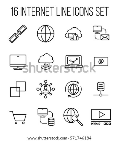 Set of internet icons in modern thin line style. High quality black outline web symbols for web site design and mobile apps. Simple internet pictograms on a white background.