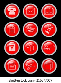 A set of internet and office circle buttons 