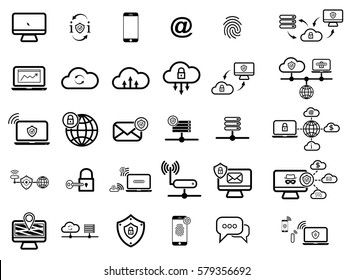 set with internet security icons