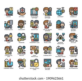 Set of Internet Security thin line and pixel perfect icons for any web and app project. 