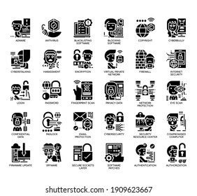 Set of Internet Security thin line and pixel perfect icons for any web and app project. 