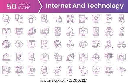 Set of internet and technology icons. Gradient style icon bundle. Vector Illustration