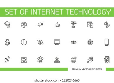 Set of internet technology line icons. Computer, gadget, device. Communication concept. Can be used for topics like connection, innovation, entertainment