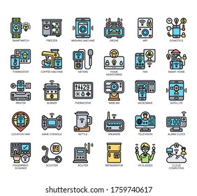 Set of internet of things thin line and pixel perfect icons for any web and app project. 