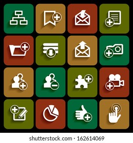 Set of internet web icons in white color with shadow