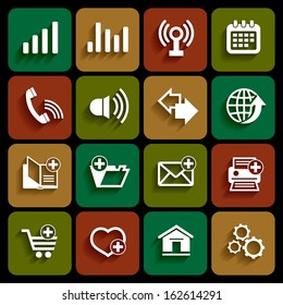 Set of internet web icons in white color with shadow