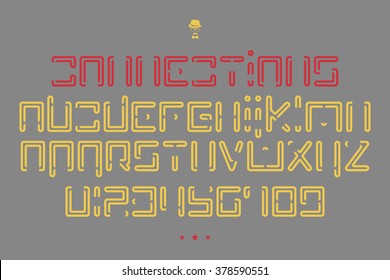 set of interrupted line isolated alphabet letters and numbers. vector contemporary font type design. modern logo typeface icons