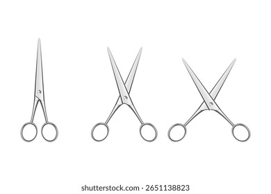 Set of intersecting salon scissors in clean vector style. Suitable for beauty, haircut, and grooming tools visuals.