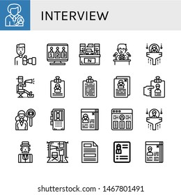 Set of interview icons such as Human resources, Paparazzi, Candidates, Interview, Press conference, Director, Resume, Curriculum, Headhunting, Dictaphone, Journalist , interview
