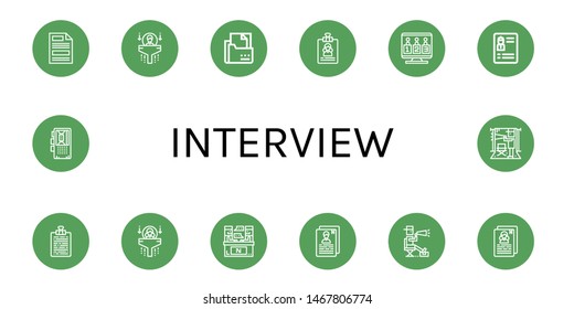 Set of interview icons such as Press, Human resources, Curriculum, Resume, Candidates, Interview, Director, Dictaphone , interview