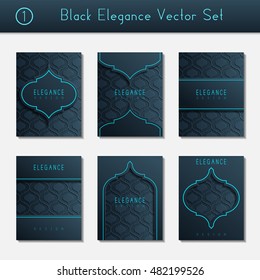 Set of intricate black brochure designs (eps10); US Letter size. Easily croppable to A4. Jpg versions also available
